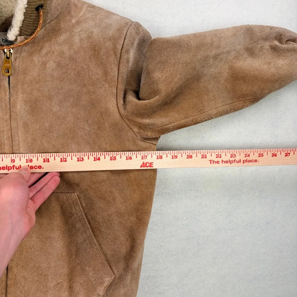 VTG 80s Bloomingdale's Boys Shop Vintage Suede Leather Sherpa Bomber Jacket